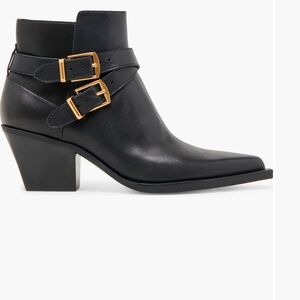 NEW! Black and Gold Ankle Booties with Double Strap Detail